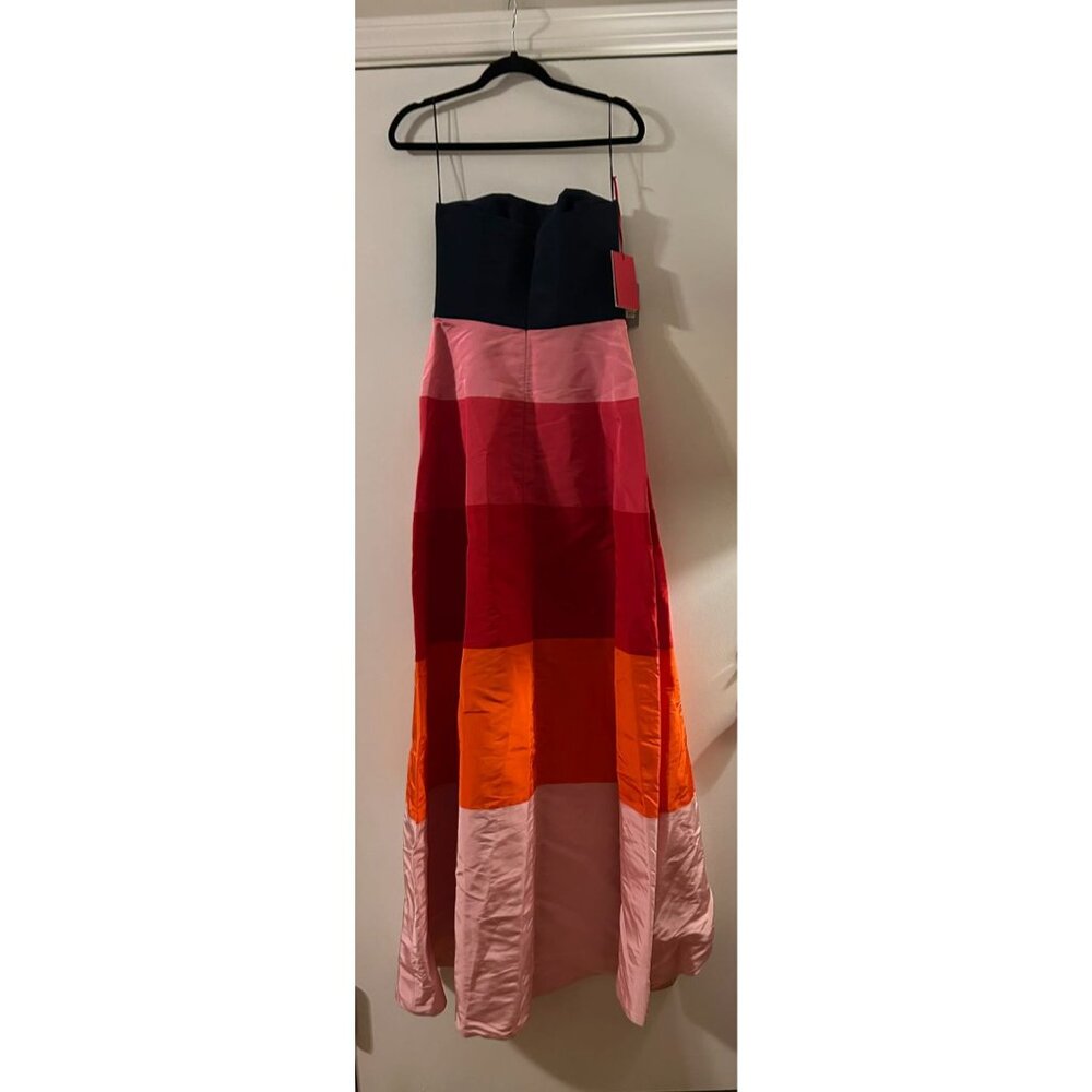 NWT $3550 Carolina Herrera Strapless Colorblock Silk Long Dress Pink Size 6 - Picture 4 of 5